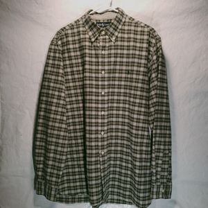 Ralph Lauren Custom Fit Plaid Flannel Button Down Shirt Mens Sz. XL